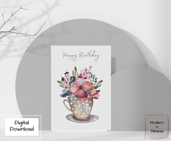 Printable Birthday Card Instant Download PDF 5x7 inch card. | Etsy