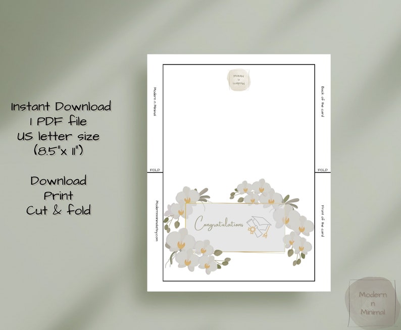 Graduation Printable Greeting Card, Instant Download PDF 5x7 Inch Card ...