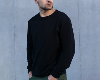 Black Hemp Sweatshirt, Sweater, Soft, Eco-Friendly, Warm, Durable, Organic, Comfortable