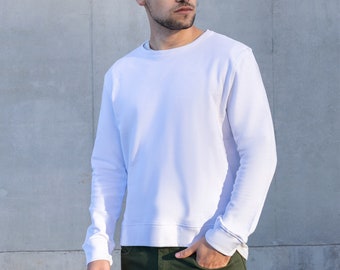 White Hemp Sweatshirt, Sweater, Soft, Eco-Friendly, Warm, Durable, Organic, Comfortable