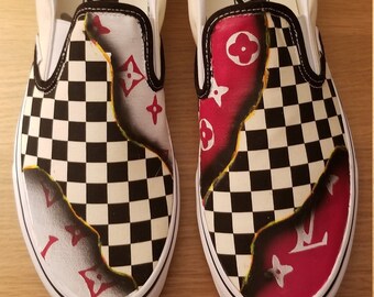 custom lv vans slip ons