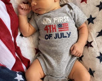 Monogramed Baby/Toddler Cotton Red White & Blue Patriotic Romper/Onesie