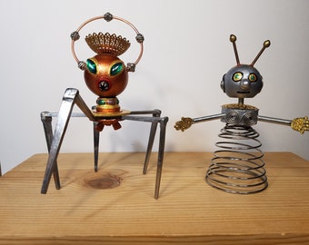 found object sculpture the Copper Queen and Lady Jitters