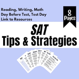 2024 SAT Tips and Strategies | SAT Resources | Test Taking | Printable PDF | Instant Download