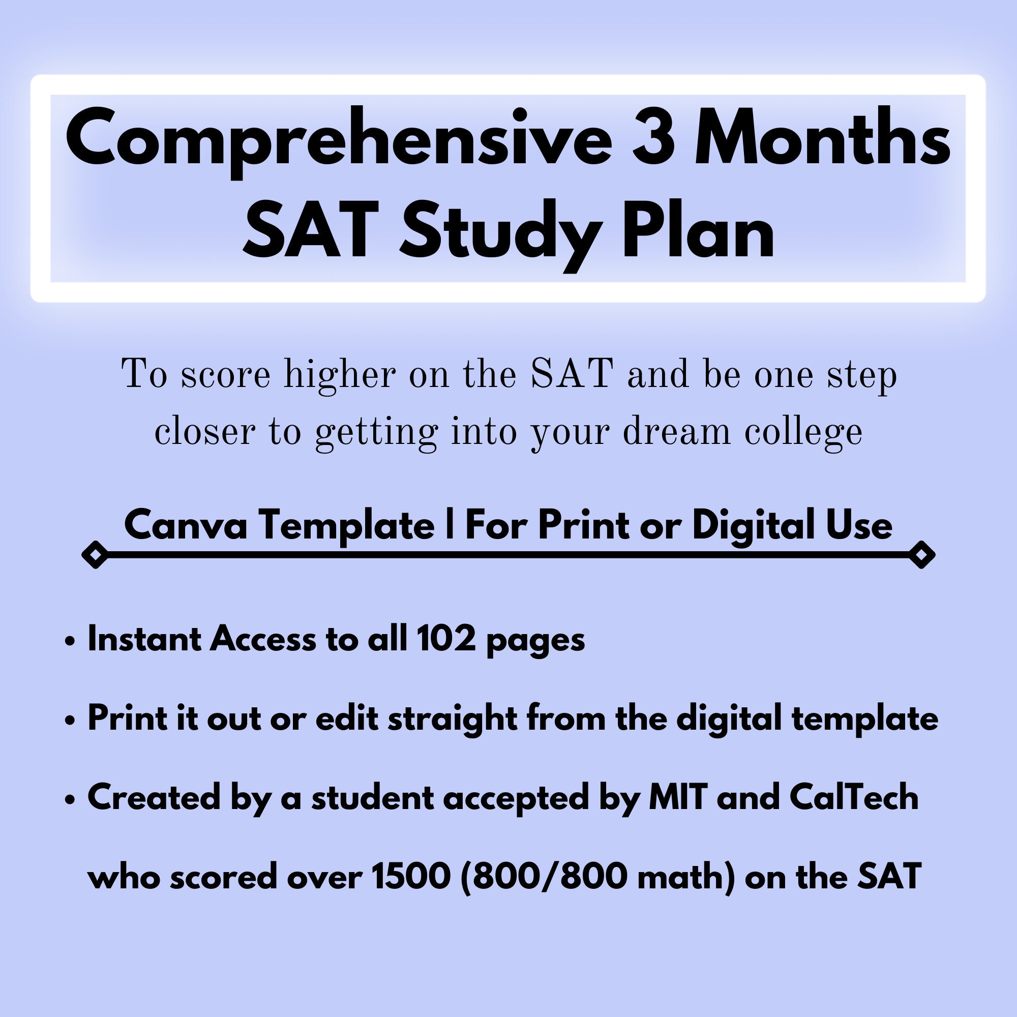 2024 Student 3 Months SAT Prep Study Plan | Printable SAT Study Planner ...