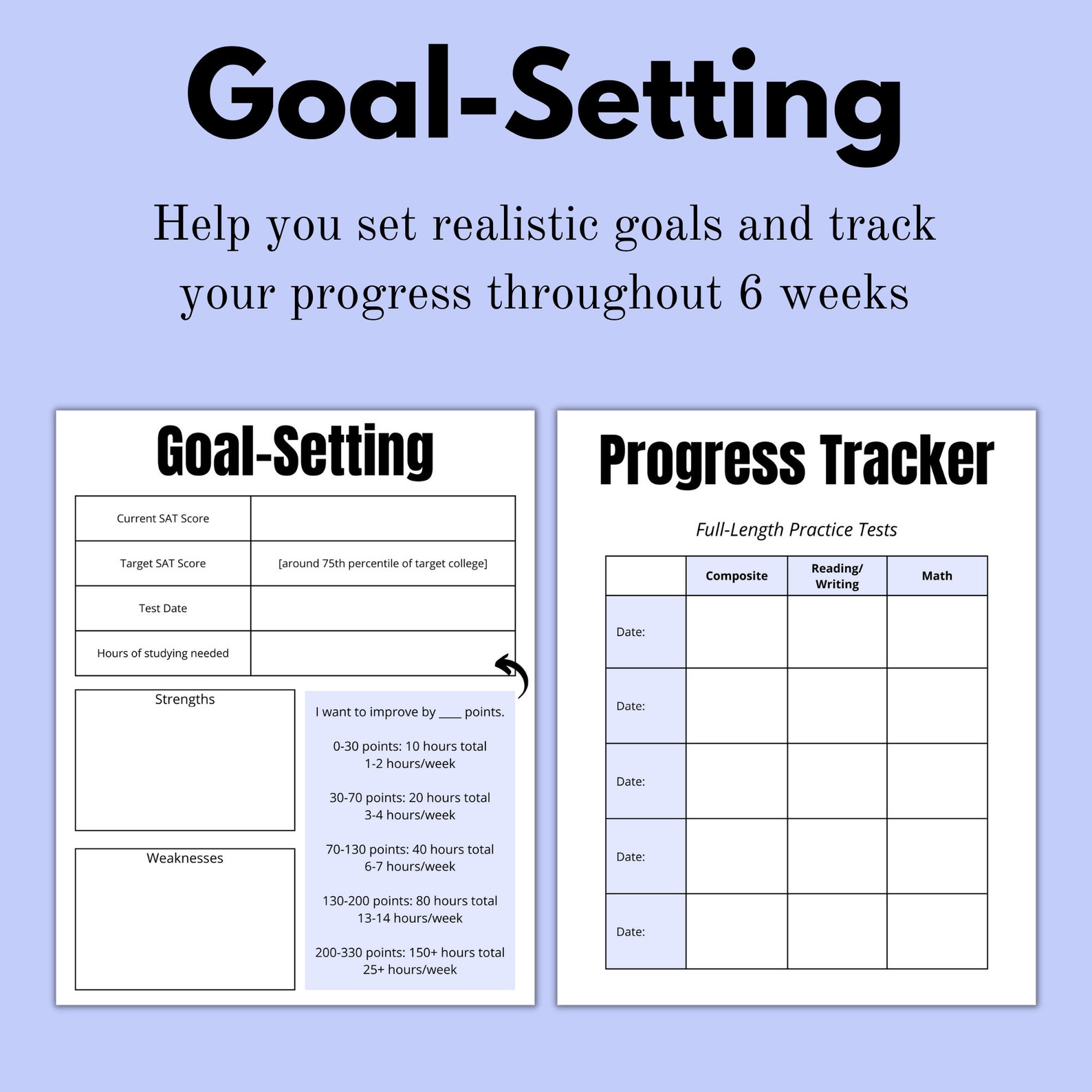 2022 Student 6 Weeks SAT Prep Study Plan Printable SAT Study Planner ...