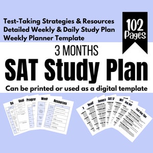 2024 Student 3 Months SAT Prep Study Plan | Printable SAT Study Planner | SAT Tips and Strategies | Editable & Printable | Instant Download