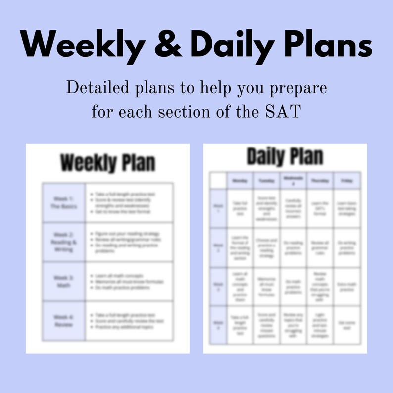 2024 Student 1 Month SAT Prep Study Plan | Printable SAT Study Planner ...