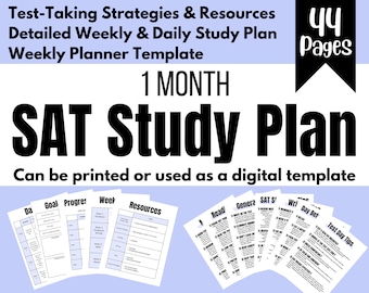 2024 Student 1 Month SAT Prep Study Plan | Printable SAT Study Planner | SAT Tips and Strategies | Editable and Printable | Instant Download