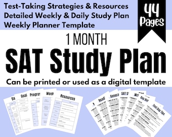 2022 Student 6 Weeks SAT Prep Study Plan Printable SAT Study Planner ...