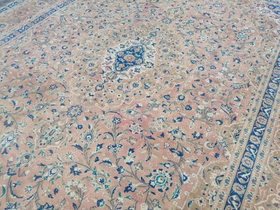 Persian Rug Large Saloon Rug - 10.8x14.1 Ft Rug - Hand Knotted Old Rug - Vintage Persian Rug - Aesthetic Wool Rug - Antique Rug Area Rug