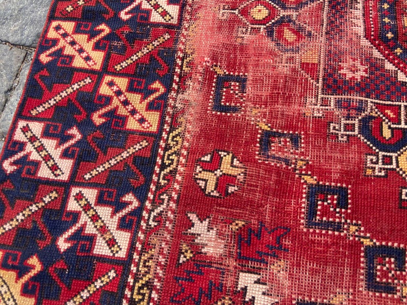 Antiker Teppich Vintage türkischer Teppich - 150x200 cm alter Teppich - Handgeknüpfter alter Teppich - Anatolischer Teppich Bild 15