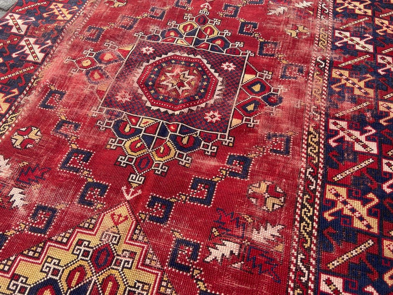 Antiker Teppich Vintage türkischer Teppich - 150x200 cm alter Teppich - Handgeknüpfter alter Teppich - Anatolischer Teppich Bild 17