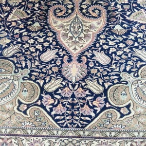 Antique Vintage Persian Rug, 6.2 x 9.5 Feet Rug, Turkish Rug, Large rug, Area Rug, Oushak Floor Rug, Persian Blue Pastel Rug, Anatolian Rug,