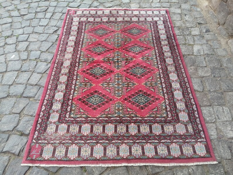 Persian Rug Afghan Hand Made Rug, Vintage Rug, Persian Area Rug