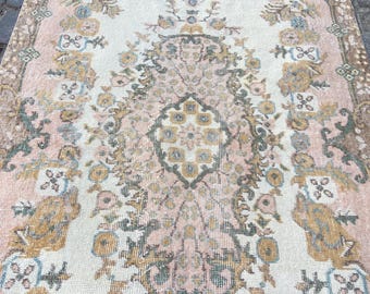 Turkish Rug Oushak Rug - Vintage Rug 3.6x6.9 Ft Rug Knotted Rug Runner Rug - Antique Rug - Oriental Hand Woven Wool Rug Area Old Rug