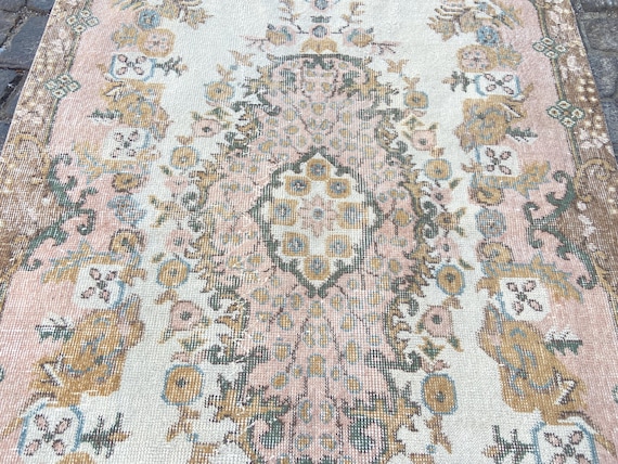 Turkish Rug Oushak Rug - Vintage Rug 3.6x6.9 Ft Rug Knotted Rug Runner Rug - Antique Rug - Oriental Hand Woven Wool Rug Area Old Rug