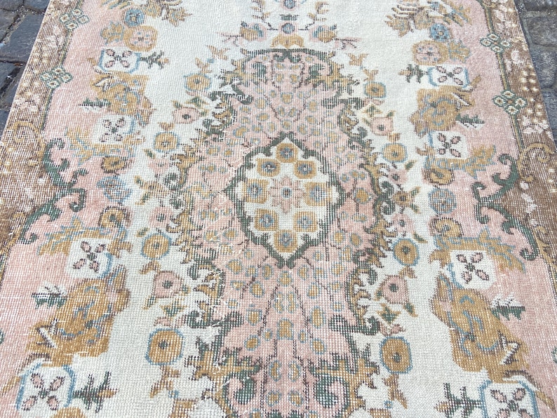 Turkish Rug Oushak Rug - Vintage Rug 3.6x6.9 Ft Rug Knotted Rug Runner Rug - Antique Rug - Oriental Hand Woven Wool Rug Area Old Rug image 1