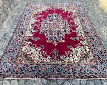 Persian Rug Hand Woven Rug Large Rug - 6.6x9 Ft Rug Turkish Rug Antique Persian Rug Hand Knotted Old Rug Aged Color Rug Antique Rug