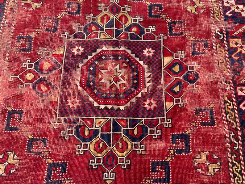 Antiker Teppich Vintage türkischer Teppich - 150x200 cm alter Teppich - Handgeknüpfter alter Teppich - Anatolischer Teppich Bild 9