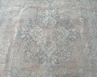Persian Rug Vintage Rug Antique Rug 6.7x10.1 Feet Rug Neutral Rug - Large Rug, Vintage Hand Knotted Wool Rug, Turkish Rug, Runner Rug,