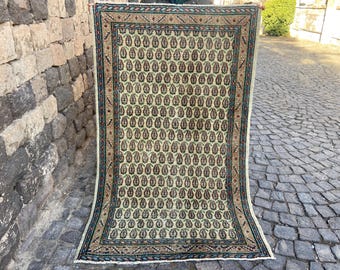 3.9x6.4 rug Turkish rug Geomatric Rug Vintage rug Persiani rug Area rug Large rug - Knotted Turkish rug Neutral Rug Tribal Gabbeh Rug