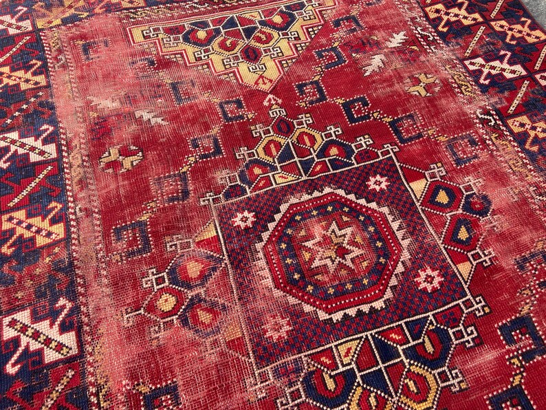 Antiker Teppich Vintage türkischer Teppich - 150x200 cm alter Teppich - Handgeknüpfter alter Teppich - Anatolischer Teppich Bild 20