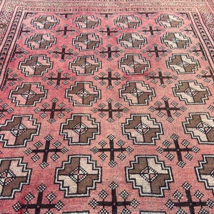 Afghan Rug Vintage Rug 3.8x6.6 Ft rug Persian Rug Hand Made Rug Turkish Rug Runner Rug - Aesthetic Decorative Rug Area Rug Pink Rug