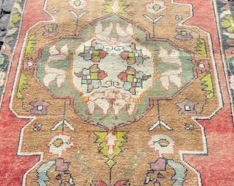 Persiani Rug Runner rug - Vintage Turkish Rug Hand Made Rug Original Rug - Aesthetic Rug Anatolian Kilim Rug 3.7x7.3 Ft Rug