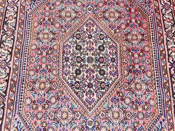 Vintage Persian Rug, 2.8x4.6 Feet  Rug, Red Blue Antique Rug, Turkish Rug, Small Oriental Persian Rug, Hand Crafted Rug, Rugs For Bedroom,
