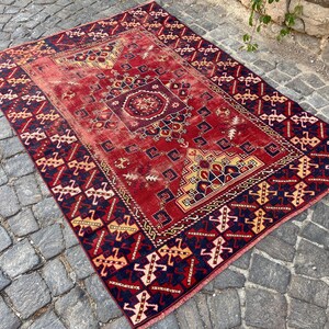 Antiker Teppich Vintage türkischer Teppich - 150x200 cm alter Teppich - Handgeknüpfter alter Teppich - Anatolischer Teppich Bild 7