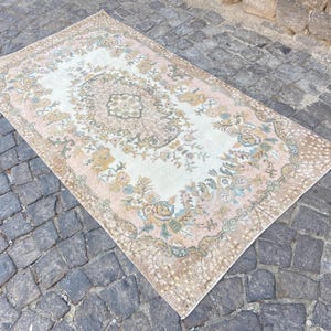 Turkish Rug Oushak Rug - Vintage Rug 3.6x6.9 Ft Rug Knotted Rug Runner Rug - Antique Rug - Oriental Hand Woven Wool Rug Area Old Rug image 7