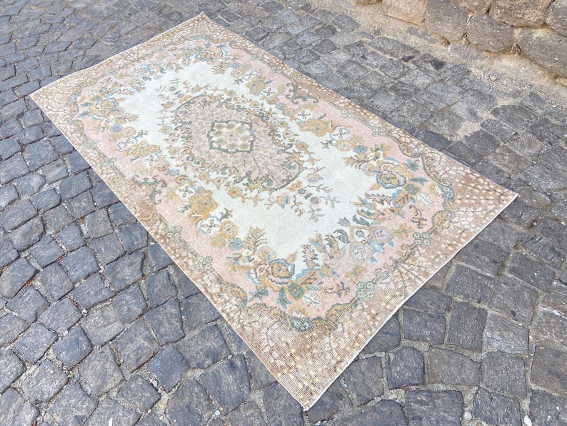 Turkish Rug Oushak Rug - Vintage Rug 3.6x6.9 Ft Rug Knotted Rug Runner Rug - Antique Rug - Oriental Hand Woven Wool Rug Area Old Rug image 7