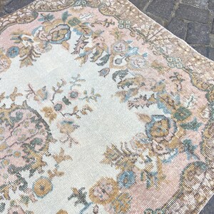 Turkish Rug Oushak Rug - Vintage Rug 3.6x6.9 Ft Rug Knotted Rug Runner Rug - Antique Rug - Oriental Hand Woven Wool Rug Area Old Rug image 6