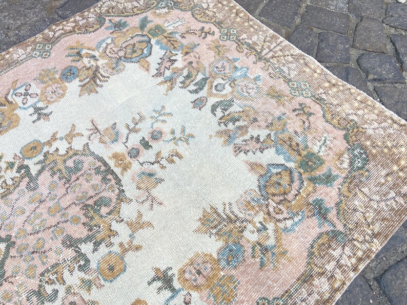 Turkish Rug Oushak Rug - Vintage Rug 3.6x6.9 Ft Rug Knotted Rug Runner Rug - Antique Rug - Oriental Hand Woven Wool Rug Area Old Rug image 6