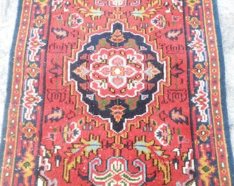 Persian Rug Runner Rug Vintage Small Rug - Turkish Rug Anatolian Kilim Rug Aesthetic Wool Rug
