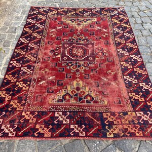 Antiker Teppich Vintage türkischer Teppich - 150x200 cm alter Teppich - Handgeknüpfter alter Teppich - Anatolischer Teppich Bild 2