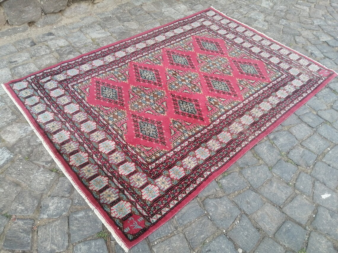Persian Rug Afghan Hand Made Rug, Vintage Rug, Persian Area Rug