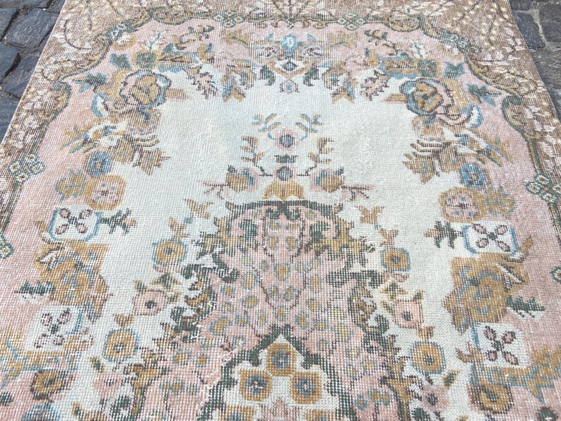 Turkish Rug Oushak Rug - Vintage Rug 3.6x6.9 Ft Rug Knotted Rug Runner Rug - Antique Rug - Oriental Hand Woven Wool Rug Area Old Rug image 9