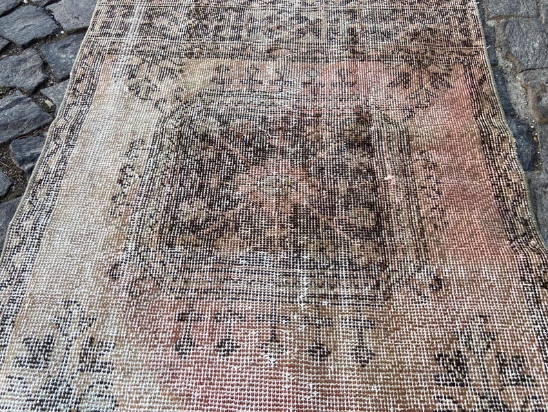 2.9x12.6 Ft Rug Turkish rug Vintage Rug Persiani Rug Runner rug - Aged antique Hallway Rug - Neutral Turkish rug Old Wool Rug Knotted rug image 14