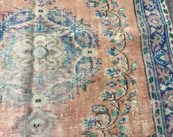 5x7.3 ft Rug Turkish Rug - Area Rug - Persiani Large Rug - Vintage Pastel Rug - Antique Rug - Wool Rug - Oriental Boho Rug Rustic Rug