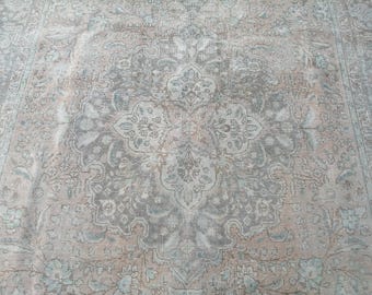 Persian Rug Turkish rug - Persian area Rug 6.7x10.1 Feet Rug Oversize Rug, Large rug, Antique Boho Rug, Vintage Neutral Rug, Original Rug