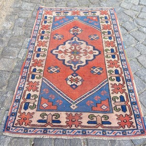 Persian Rug - Turkish Rug - 2.7x4.4 Feet Rug, Vintage Rug Antique Rug - Oriental Rug Oushak Rug - Pastel Rug - Persian Hand Knotted Rug