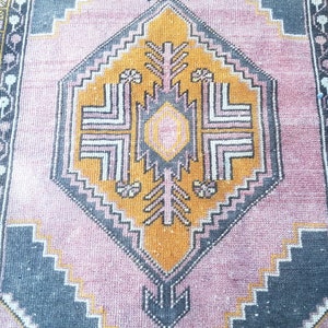Turkish rug Persian rug - Vintage Rug Area Rug - 2.9x5.5 Feet Rug - Pink Blue Rug - Oushak Rug - Hand Knotted Rugs - Oriental Rustic Rug