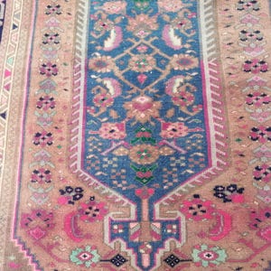 Persian Rug, Pink Persian Rug 4.3x6.6 Feet Rug, Vintage Hand Made Rug, Antique Rug, Oushak Rug, Turkish Rug, Runner Rug, Persian Area Rug,
