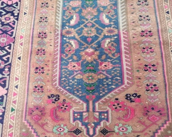 Persian Rug, Pink Persian Rug 4.3x6.6 Feet Rug, Vintage Hand Made Rug, Antique Rug, Oushak Rug, Turkish Rug, Runner Rug, Persian Area Rug,