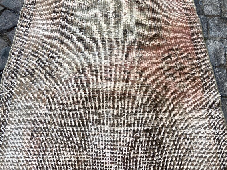 2.9x12.6 Ft Rug Turkish rug Vintage Rug Persiani Rug Runner rug - Aged antique Hallway Rug - Neutral Turkish rug Old Wool Rug Knotted rug image 11