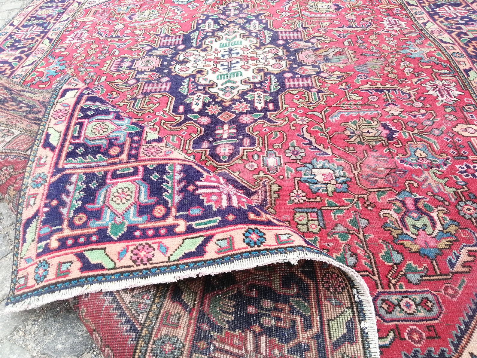 Persian Rug Blue Ivory Persian Rug Vintage Rug Turkish Rug Etsy