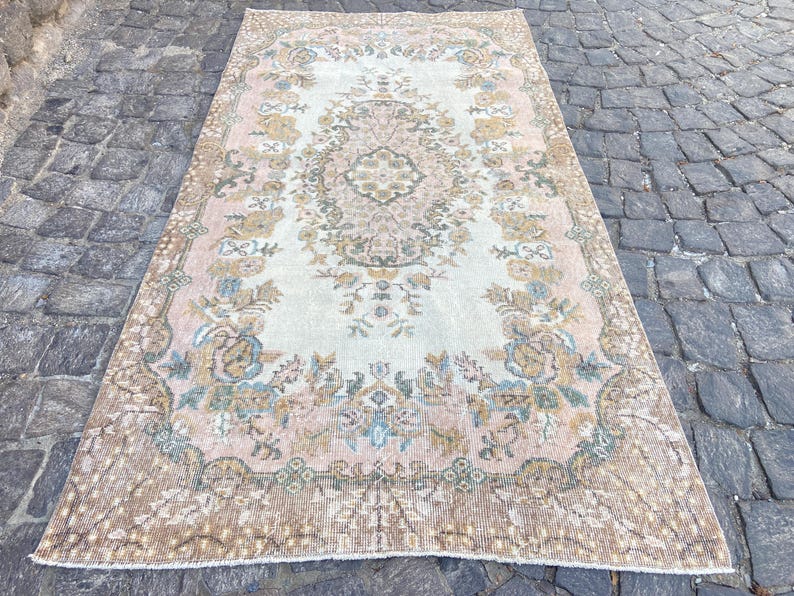 Turkish Rug Oushak Rug - Vintage Rug 3.6x6.9 Ft Rug Knotted Rug Runner Rug - Antique Rug - Oriental Hand Woven Wool Rug Area Old Rug image 2