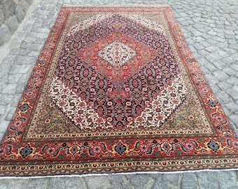 Persiani Rug, 5.9x9.3 Feet Rug, Persiani Large rug, Geomatric Rug, Antique Rug, Vintage Rug, Hand Knotted Rug, Living Room Rug, Turkish Rug,